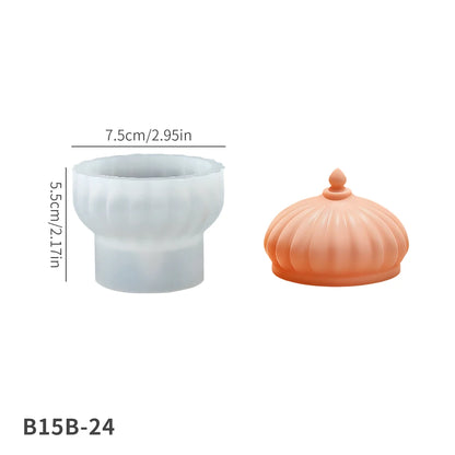 S0242 Novidades Islamic Style Storage Jar Resina Molde Jewelry Trinket Container Vase Box Candle Pot Mold with Lid for DIY Craft