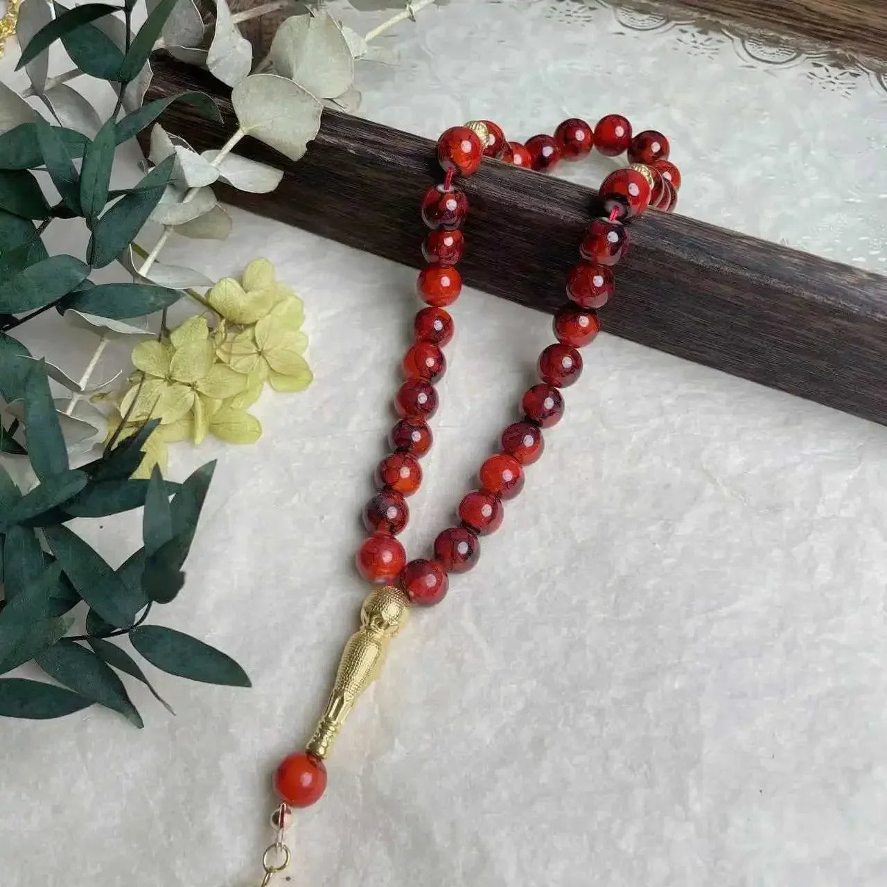 10mm 33 Beads Tassel Glass Muslim Prayer Beads Tasbih Islamic Tasbeeh Charm Bracelet Allah Mohammed Ramadan Arabic Jewelry Gifts