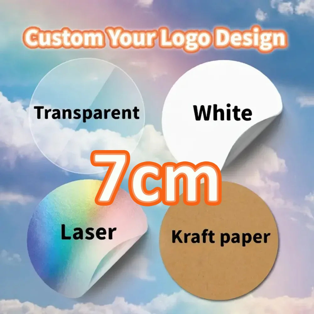45-50pcs Custom Personalized Stickers - 4 Unique Materials (White PVC, Clear, Holographic, Kraft) - Design Your Own!