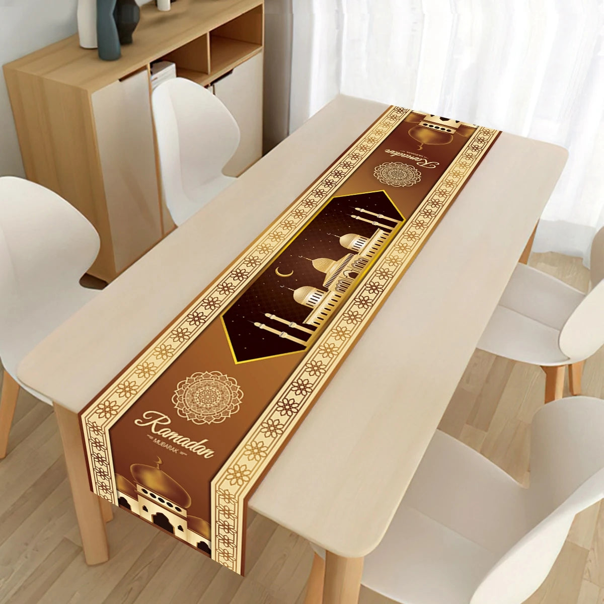 EID Mubarak Decoration Table Runner Ramadan Decor 2024 For Home Tablecloth Ramadan Kareem Islamic Muslim Party Eid Al-Fitr Gifts