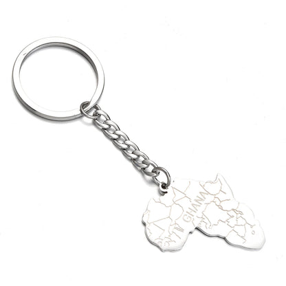 Africa Map Keychain – Stainless Steel Hip-Hop Jewelry, Morocco to South Africa