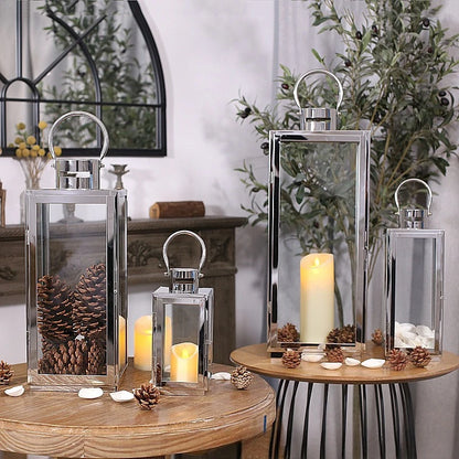 Eid Mubarak LED Wind Lamp Stainless Steel Lantern Candlestick for Eid Al Adha Gift Gurbang Ramadan Decor Home Candle WindLantern