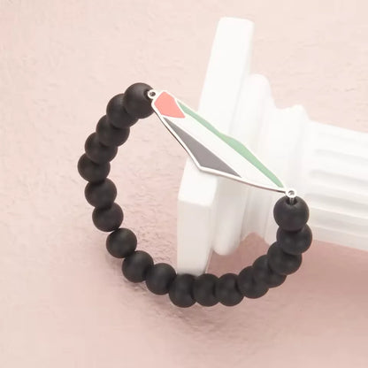 Palestine Beaded Bracelet for Men Hand Chain Stainless Steel Palestine Map Flag Pendant Jewelry Accessories Series