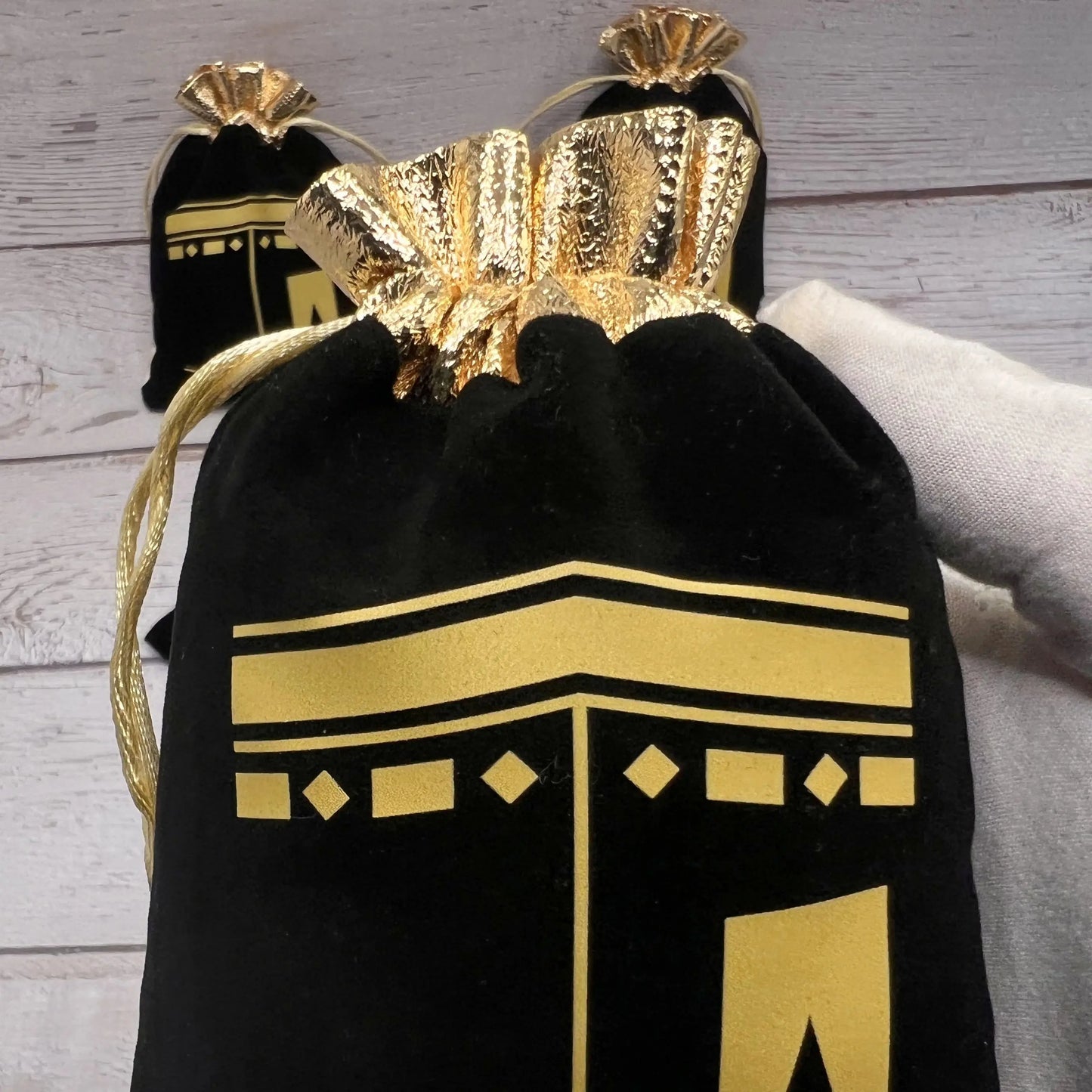 10pcs Black Kaaba Velvet Gift Bags Hajj Mubarak Umrah Mubarak Muslim Islamic Ramadan Kareem Happy Eid Al Adha Decoration Present
