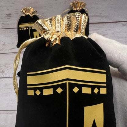 10pcs Black Kaaba Velvet Gift Bags Hajj Mubarak Umrah Mubarak Muslim Islamic Ramadan Kareem Happy Eid Al Adha Decoration Present