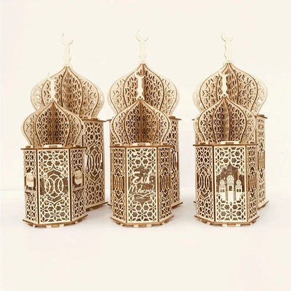 The Wooden Eid Pendant with LED Candlelight – Warmth That Glows with Faith