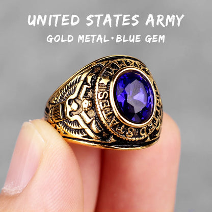 Stainless Steel Mens Rings Gold Silver Color Red Blue Rhinestone Simple Luxury for Male Boy Jewelry Creativity Gift Wholesale
