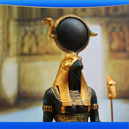 Horus God of War Statue – Eagle & Snake Scepter, Son of Isis Egyptian Sculpture