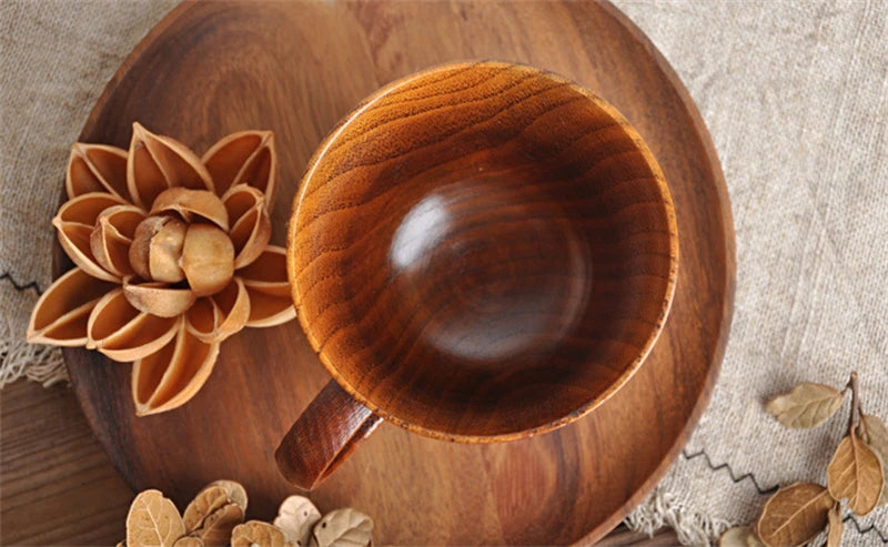 Handmade Spruce Wood Cups – Natural Big Belly Mug for Tea, Coffee & Milk