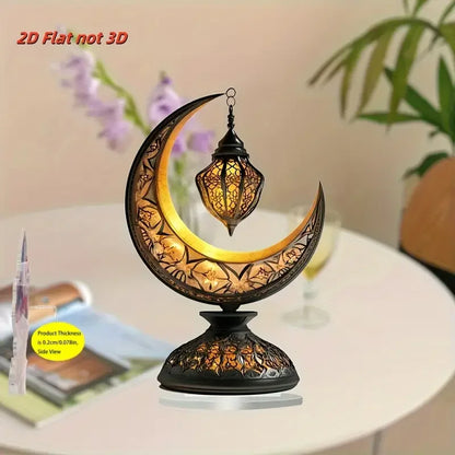 Elegant Crescent Moon and Lantern Tabletop Decoration Celebrating Islamic Ramadan and Eid Al Fitr, Home and Kitchen Decoration