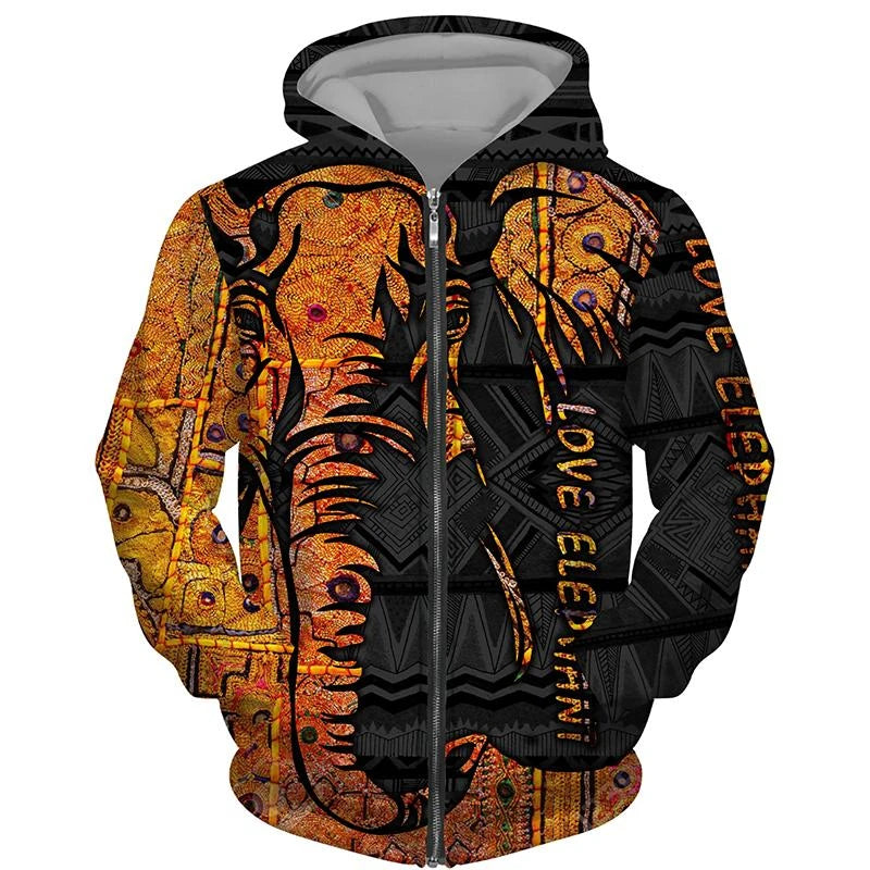 Eye of Horus 3D Zip Hoodie – Unisex Egyptian Print Oversized Sweatshirt