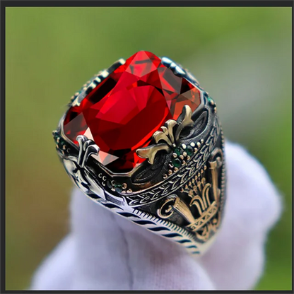 Turkish Men's Ring Vintage Black Zircon Fashion Punk Wind Islamic Religious Muslim Jewelry