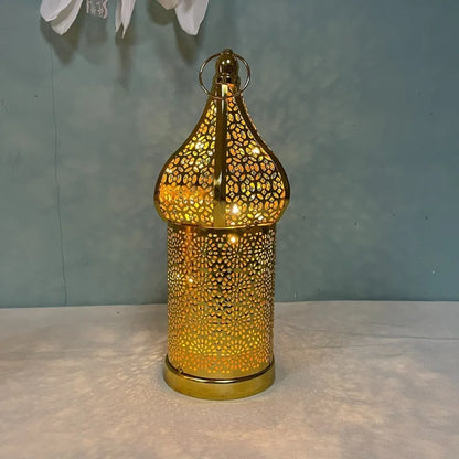 Morocco Festival Lights Metal LED Wind Lantern Ramadan Decorations for Home DIY Hanging Ornaments Muslim Islam Party Decor Gifts