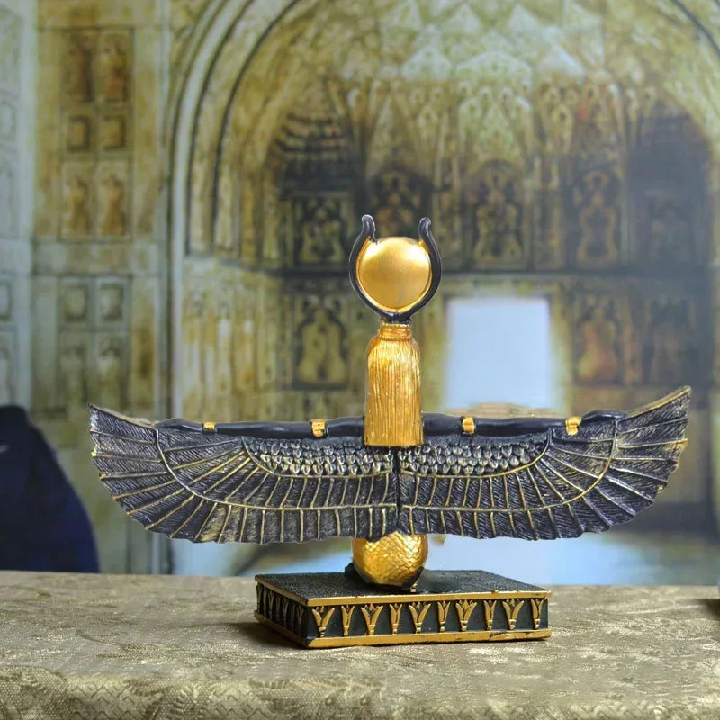 Isis & Obelisk Resin Sculpture – Ancient Egyptian Goddess of Motherhood & Marriage Decor