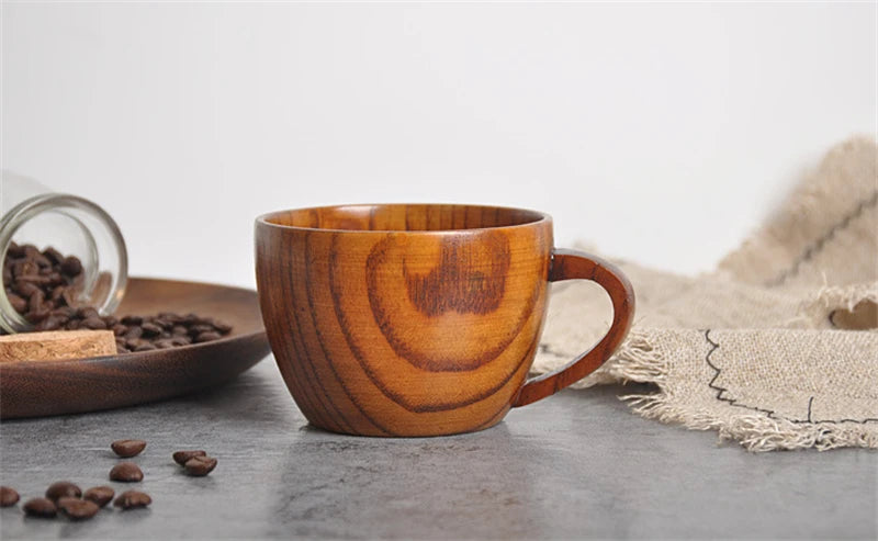 Handmade Spruce Wood Cups – Natural Big Belly Mug for Tea, Coffee & Milk