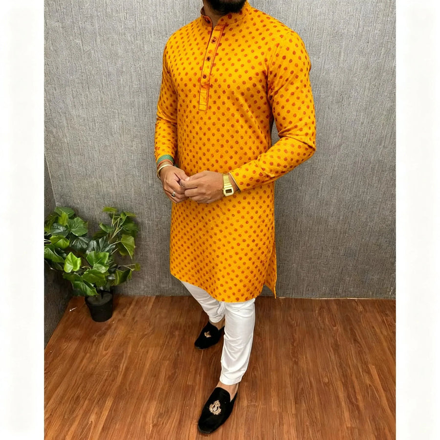 The Digital Mirage – Men's Printed Mandarin Collar Kurta