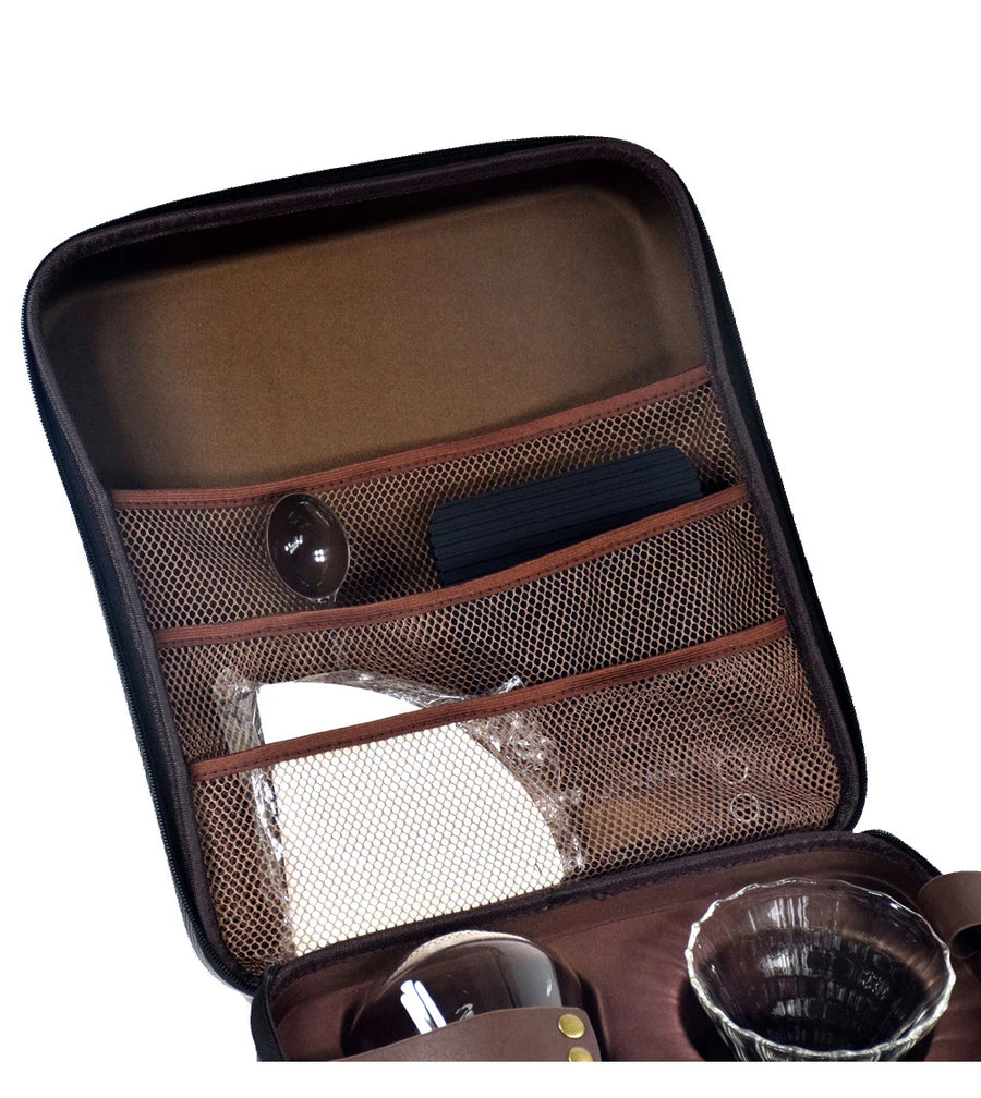 The Luxe Brew – Coffee Gift Box Set with Grinder & Glass Drip Filter