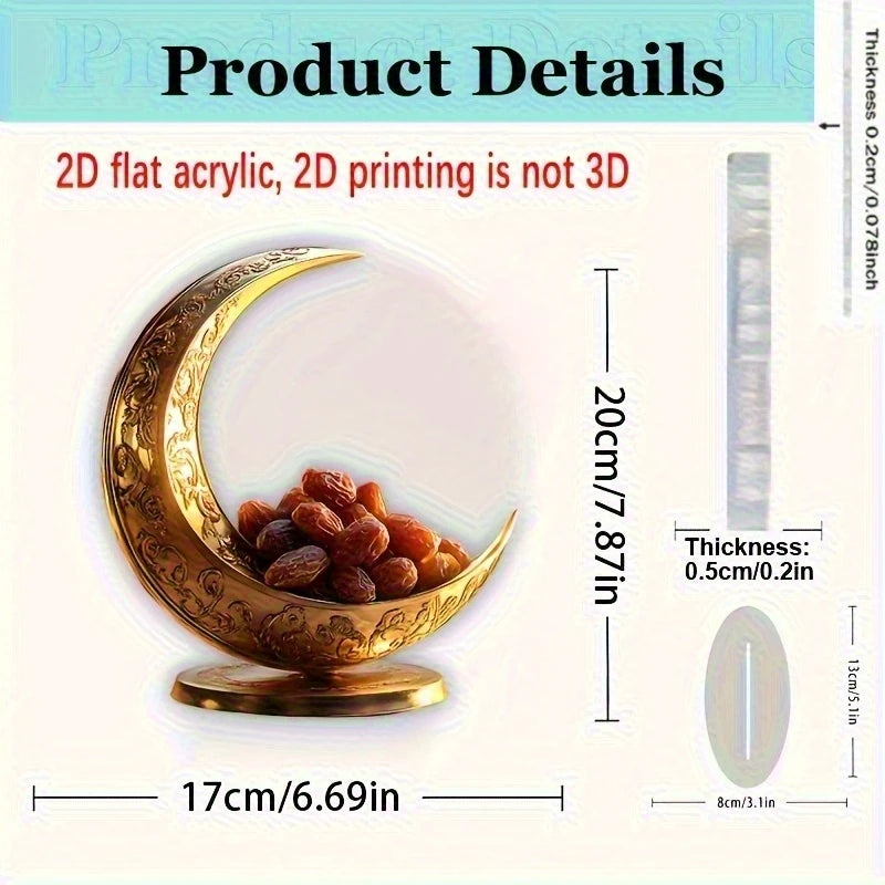 2D Bohemian Style Acrylic 2D Crescent Moon Calendar Islamic Ramadan Decoration Multi-Functional Desktop Ornament