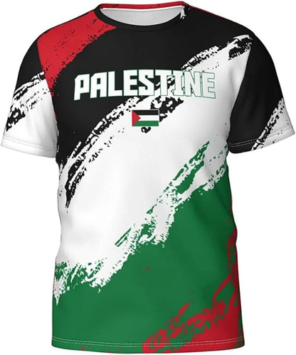 Fashion Palestine Flag Football T Shirts Trend Summer Short Sleeve National Emblem 3D Printed Sports Tees Loose Breathable Tops