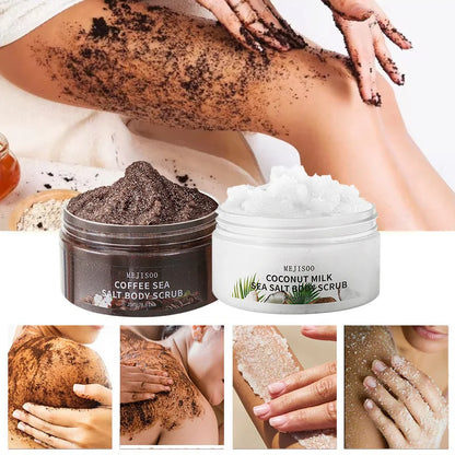 250g COFFEE SEASALT BODY SCRUB Arabica Coffee Scrub - All Natural Exfoliating Body Scrub for Skin Care Dead Sea Salt