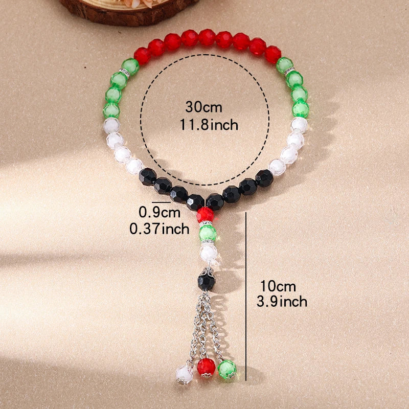Religious Tokens Country Map Bracelet Muslim Small Bead Acrylic Rosary Beads Worship Bracelet Eid Islamic Prayer Bead