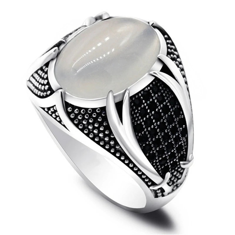Turkish Men's Ring Vintage Black Zircon Fashion Punk Wind Islamic Religious Muslim Jewelry