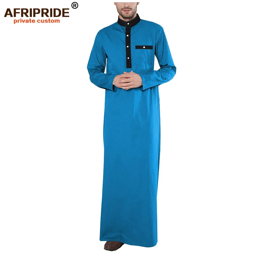 2026 Spring New Men's Jubba Thobe AFRIPRIDE Tailor Made Full Sleeves Single Breasted 100% Cotton Jubba Thobe for Men A1914001