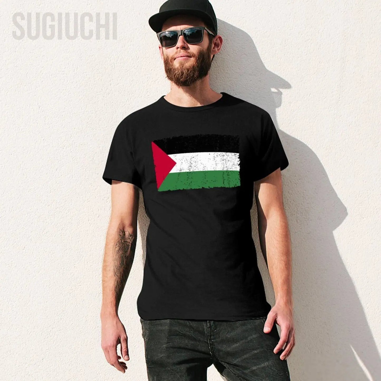 Unisex Men Palestine Flag Proud Palestinian Gaza Arabic Tshirt Tees T Shirts Women Boys 100% Cotton T-Shirt