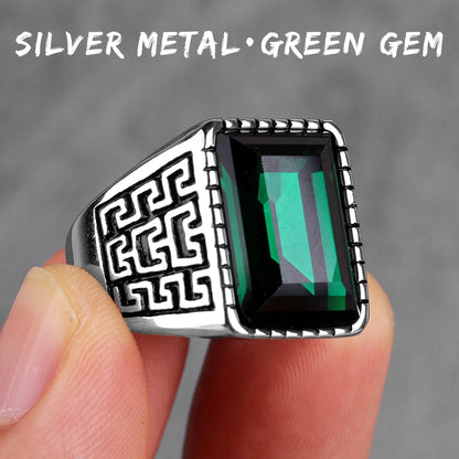 Stainless Steel Mens Rings Gold Silver Color Red Blue Rhinestone Simple Luxury for Male Boy Jewelry Creativity Gift Wholesale