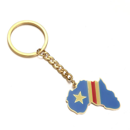 Africa Map Keychain – Stainless Steel Hip-Hop Jewelry, Morocco to South Africa