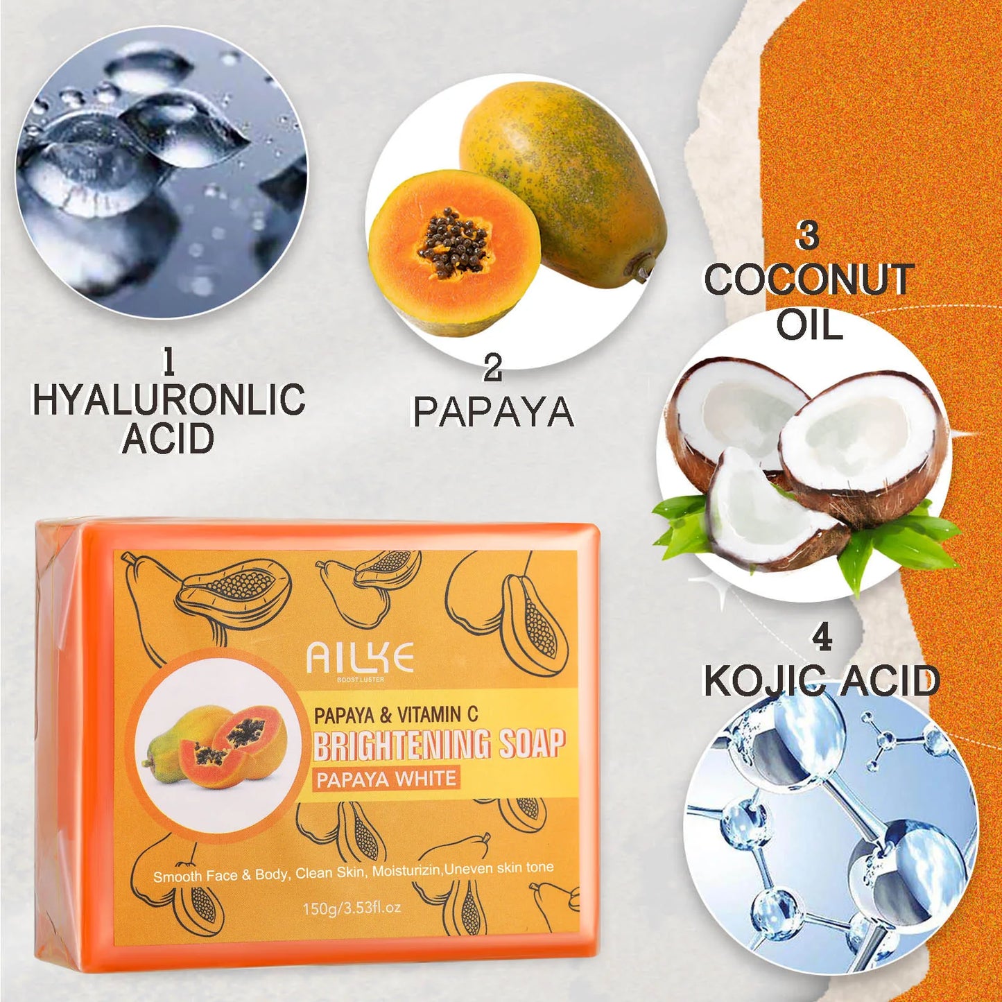 AILKE Natural Multi-Vitamin Lightening Skin Care Kit, Moisturize, Even Toning, Remove Dark and White Spots, Clean & Smooth Skin
