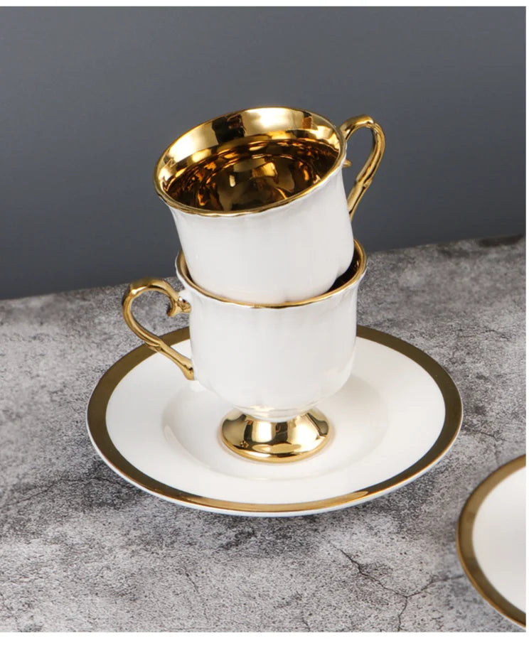 Best 2pcs/set Turkish Coffee Cups Set Of 2 Ceramics Cup Of Coffee Creative Gifts Relief Teacup And Saucer Set Retro 90ml Gobelet