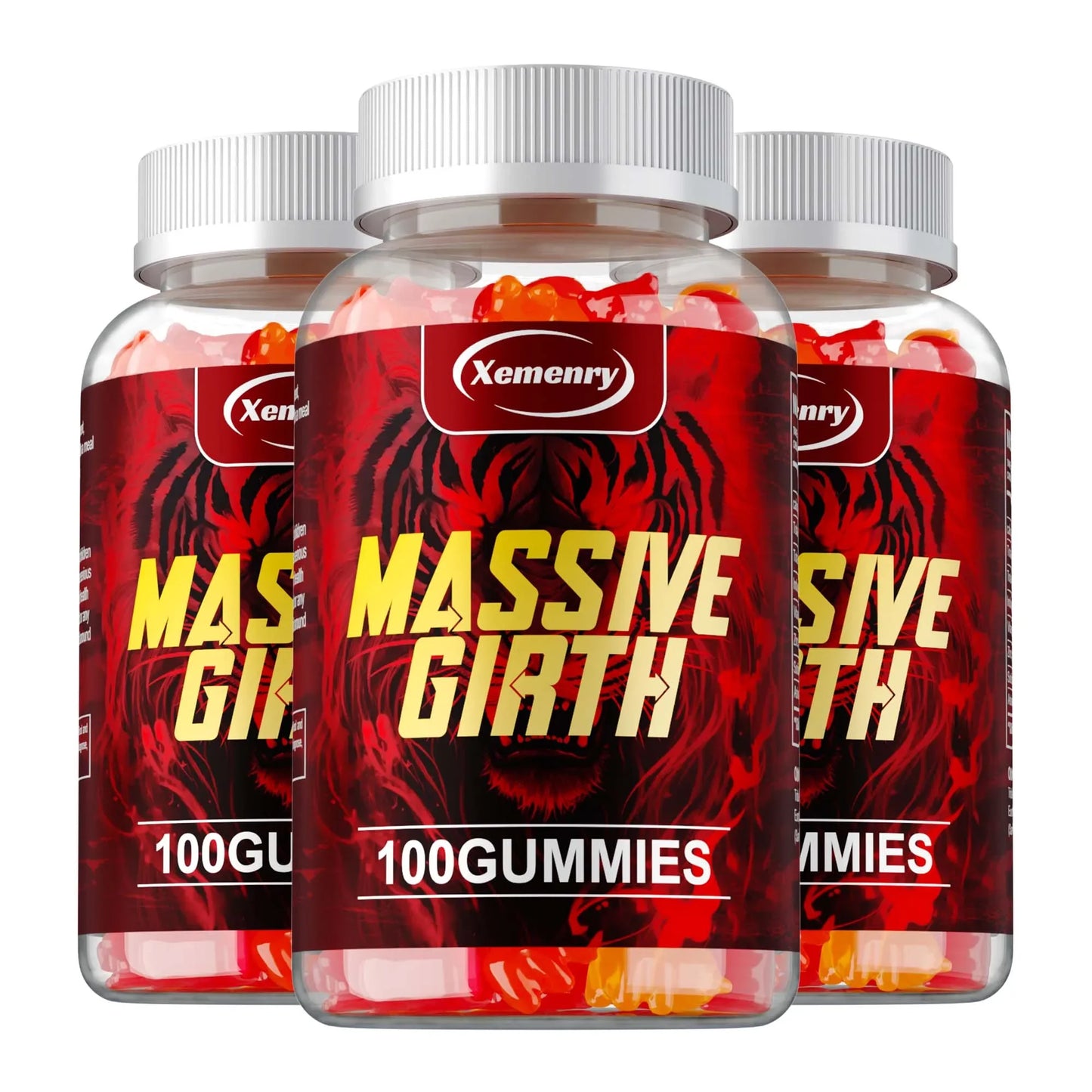 Massive Girth Gummies for Men - Men's Vitality Enhancer, Increase Size and Stamina, Boost Strength and Confidence Vegan