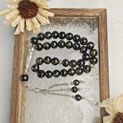 33 Beads Tiger Eye Stone Bracelet Transparent Acrylic Solid Color Prayer Beads With Tassels Handmade Islamic Tasbih Wrist Wear