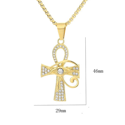 Gold Ankh Cross Pendant – Stainless Steel Key of Life Necklace for Men & Women