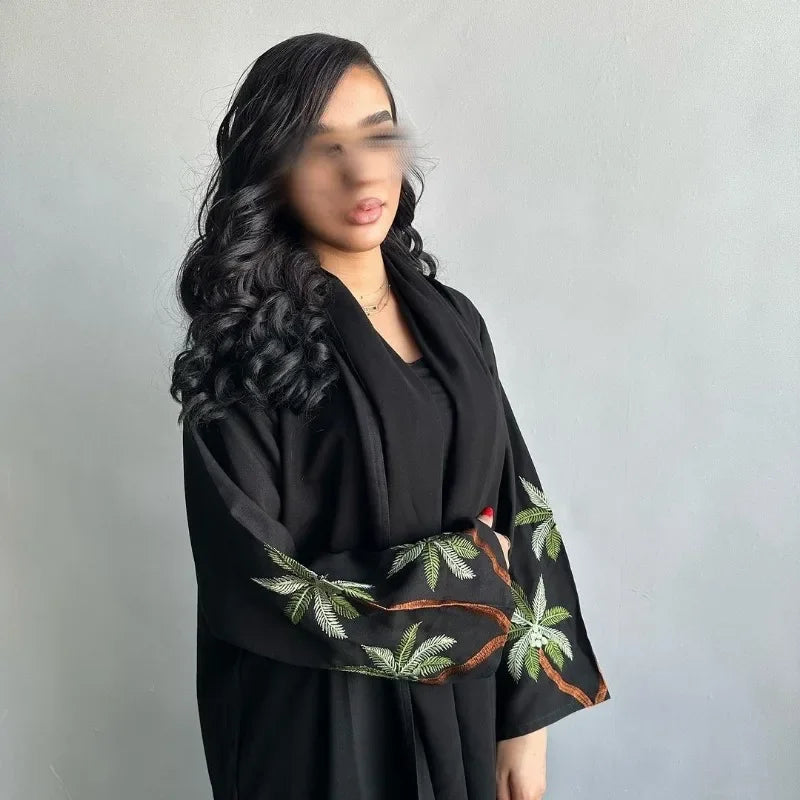 Black Leaves – Embroidered Abaya for the Muslim Woman