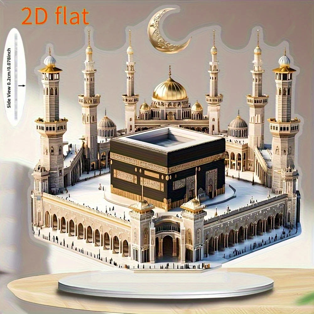 1Pcs Acrylic Mosque Model Desktop Decoration for Eid Al Fitr and Ramadan Home Decoration Desktop Party Decoration Supplies