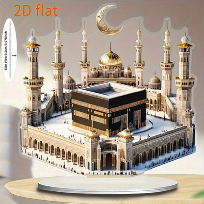 1Pcs Acrylic Mosque Model Desktop Decoration for Eid Al Fitr and Ramadan Home Decoration Desktop Party Decoration Supplies