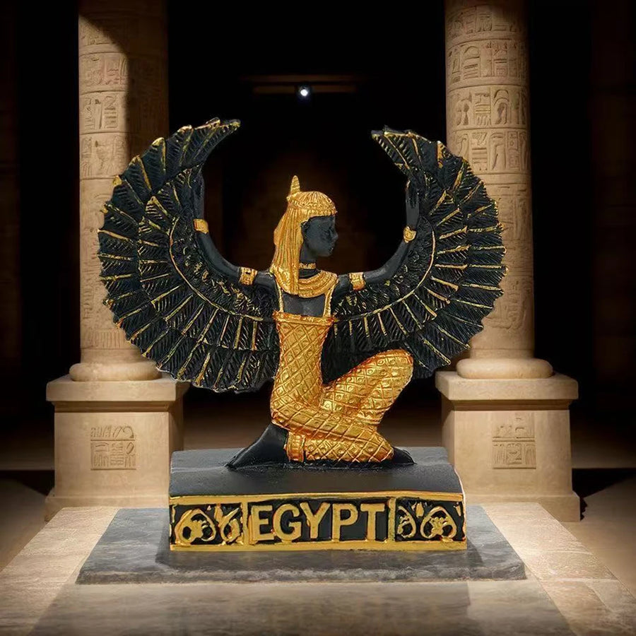 Isis Winged Goddess Resin Figurine – Egyptian Handicraft, Mother of Horus Decor