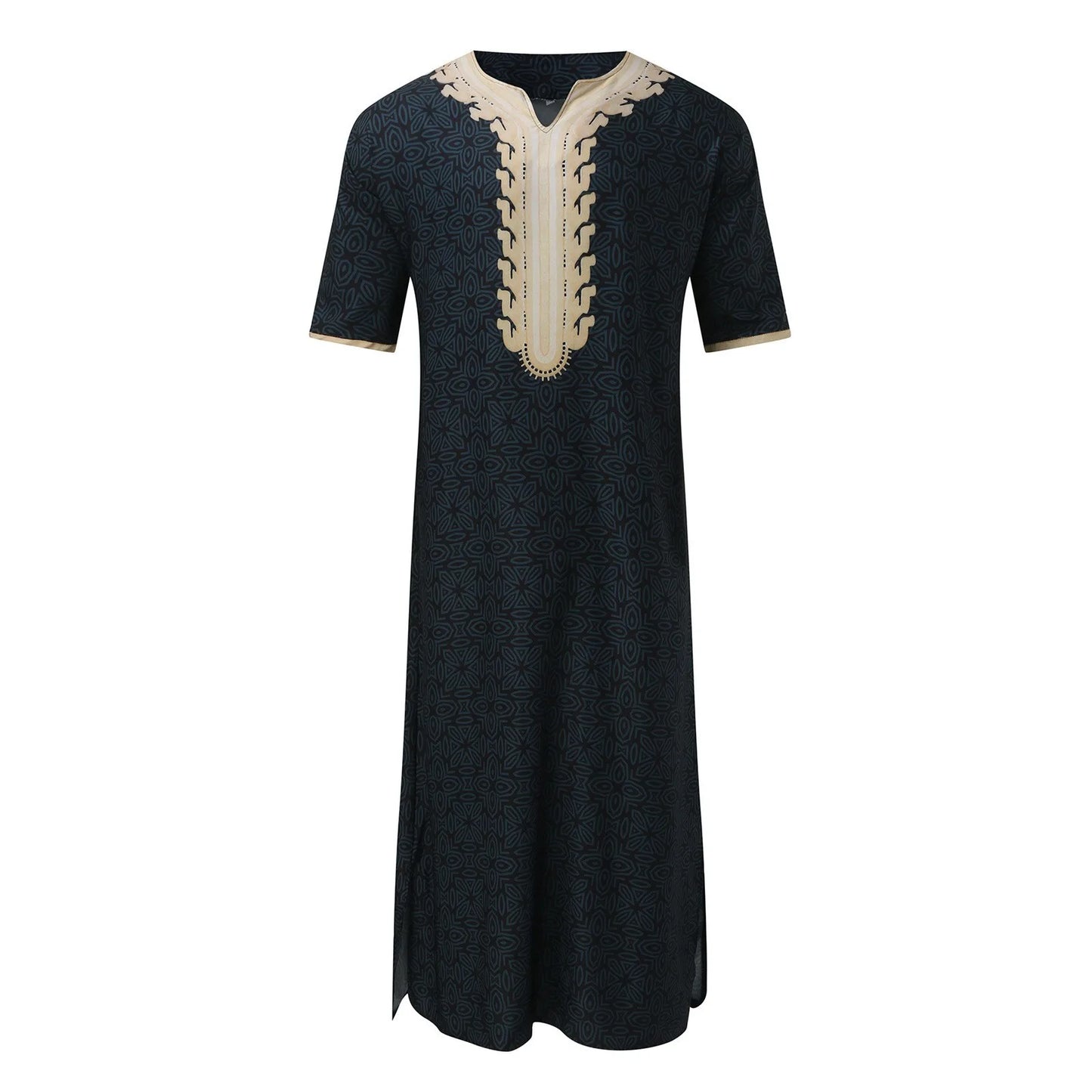 Men's Luxury Graphics Muslim Robes Arab National Loose Casual V-Neck Mid-sleeved Retro Ethnics Jumpsuit Summer M-4XL 2025 New