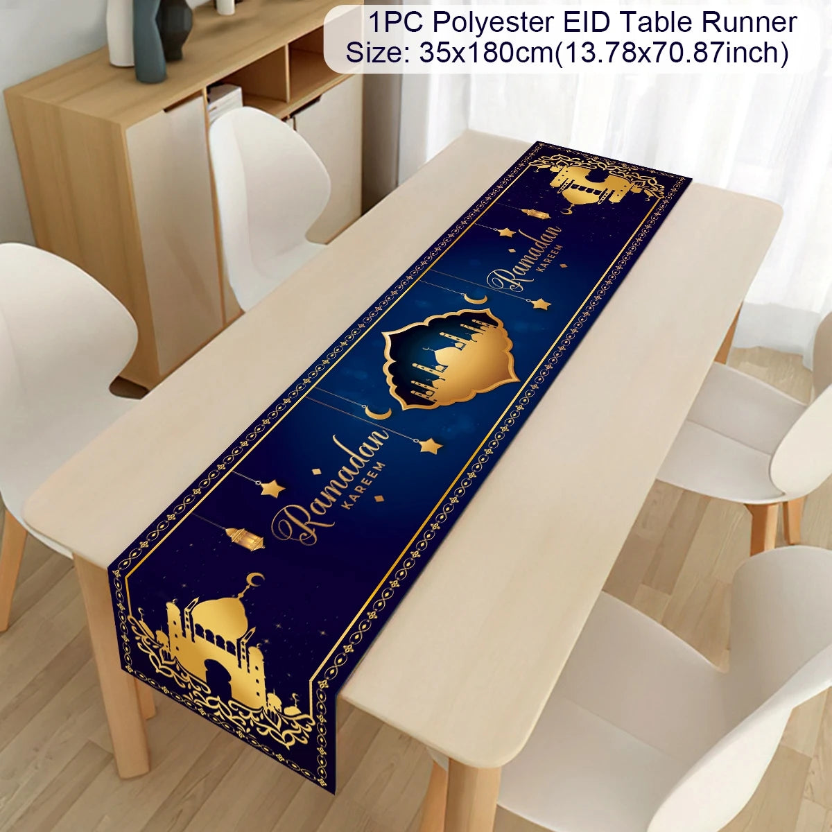 EID Mubarak Decoration Table Runner Ramadan Decor 2024 For Home Tablecloth Ramadan Kareem Islamic Muslim Party Eid Al-Fitr Gifts