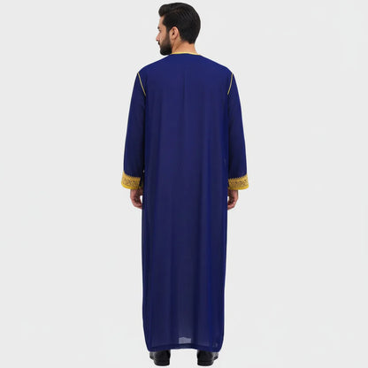 Traditional Arab Men's Robe Thobe Embroidered Dress Middle Eastern Ethnic Jubba Thobes Eid Djellaba Kimono Abaya Thoub Dishdasha