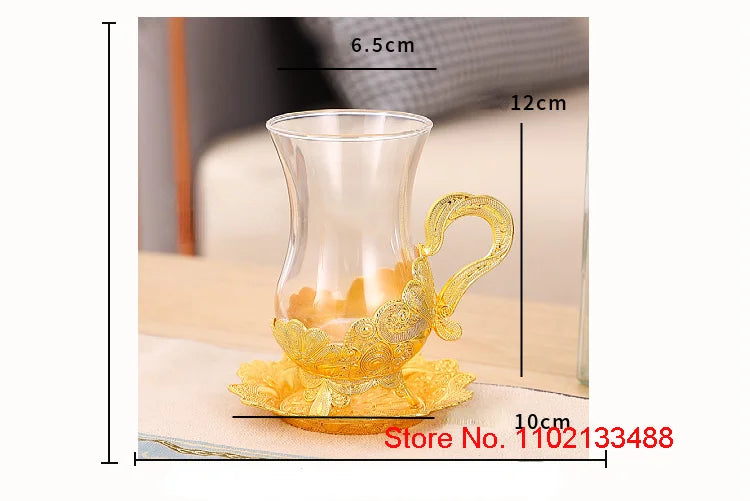 Gold Coffee Cup & Saucer Set – Luxury Middle Eastern Glasware for Tea & Coffee