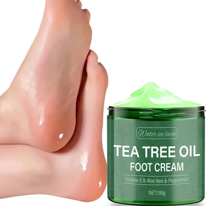 Tea Tree Oil Foot Cream, Vitamin E & Aloe Vera-Infused, Light Texture Moisturizes & Protects Feet for Elastic Skin