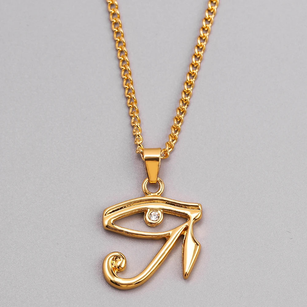 Horus Eye & Eagle Head Pendant – Egyptian Guardian Necklace for Men & Women