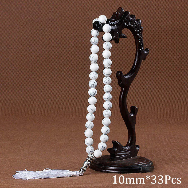 10mm Green Malachite Stone Bracelets Tassel Pendant 33 Prayer Beads Islamic Muslim Tasbih Allah Mohammed Rosary For Women Men