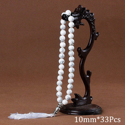 10mm Green Malachite Stone Bracelets Tassel Pendant 33 Prayer Beads Islamic Muslim Tasbih Allah Mohammed Rosary For Women Men