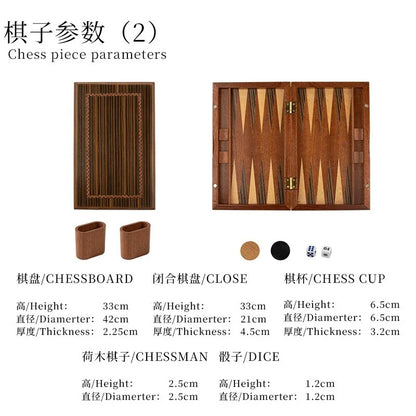 Solid Wood Backgammon Set Educational Family Board Game Leisure Entertainment