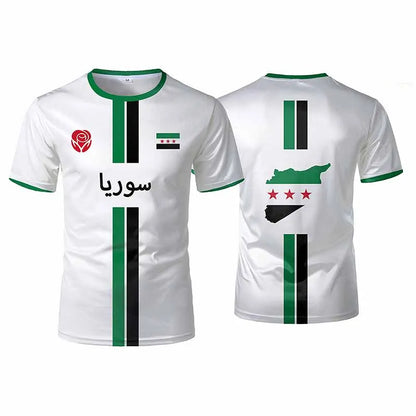 Syria Football Sports T-shirts Men 3d Printed Syrian Graphic Flag Short Sleeves Street Oversized Tees Tops Soccer T-shirts