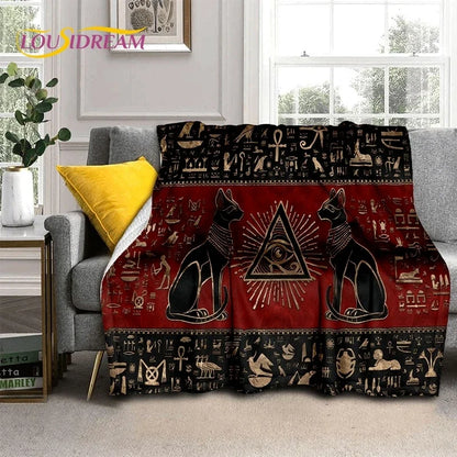 Pharaoh Hieroglyphic Egyptian Mythology Soft Flannel Blanket for Beds Bedroom Sofa Picnic,Throw Blanket for Outdoor Leisure Gift